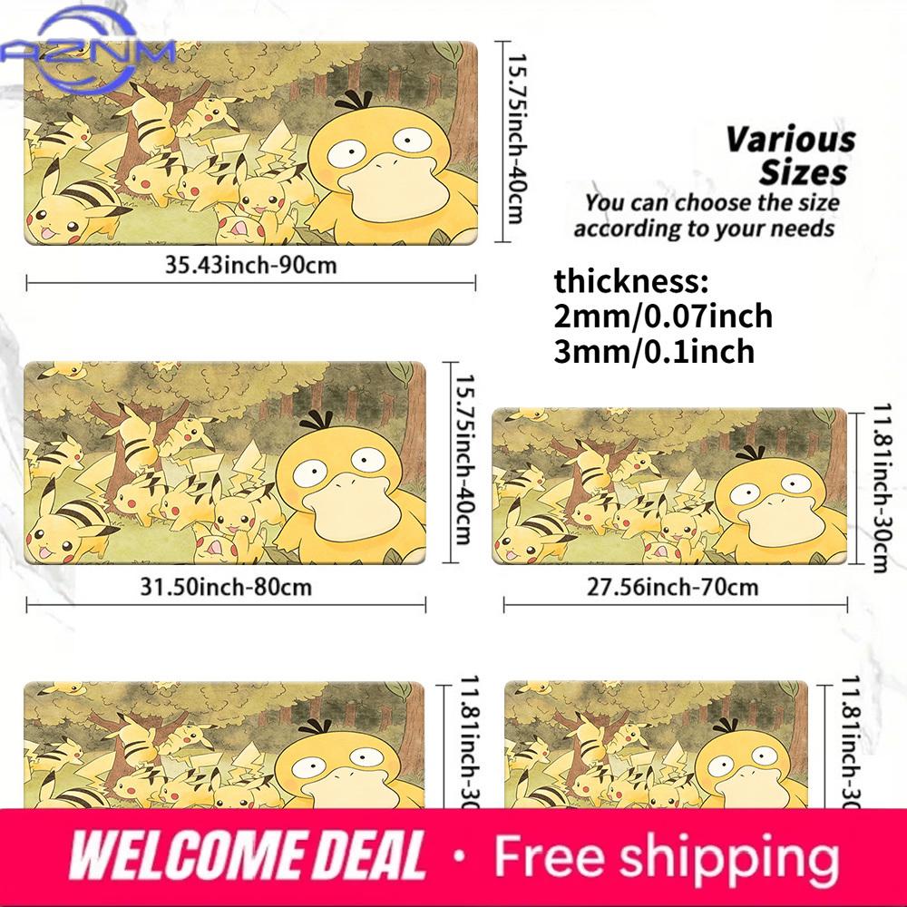 Pokemon Pikachu Psyduck Forest Gaming Desk Mat NonSlip Washable Mouse Pad 30x80x0.2cm