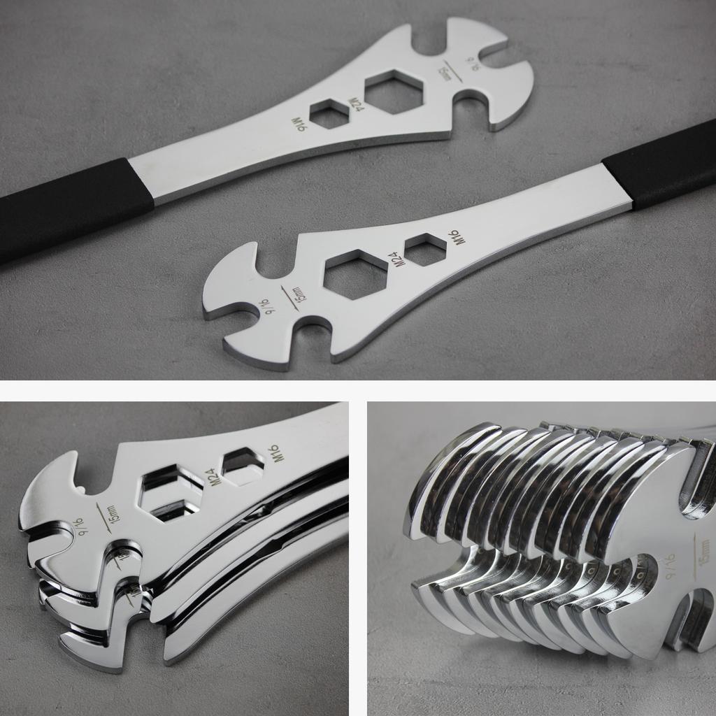 Bike Pedal Wrench, Cr-V Steel + Ni-Cr Plating Super Hard Bicycle Pedal Removal Tool, 33cm Extra Long Handle Bicycle Pedal Wrench with Rubber Grip