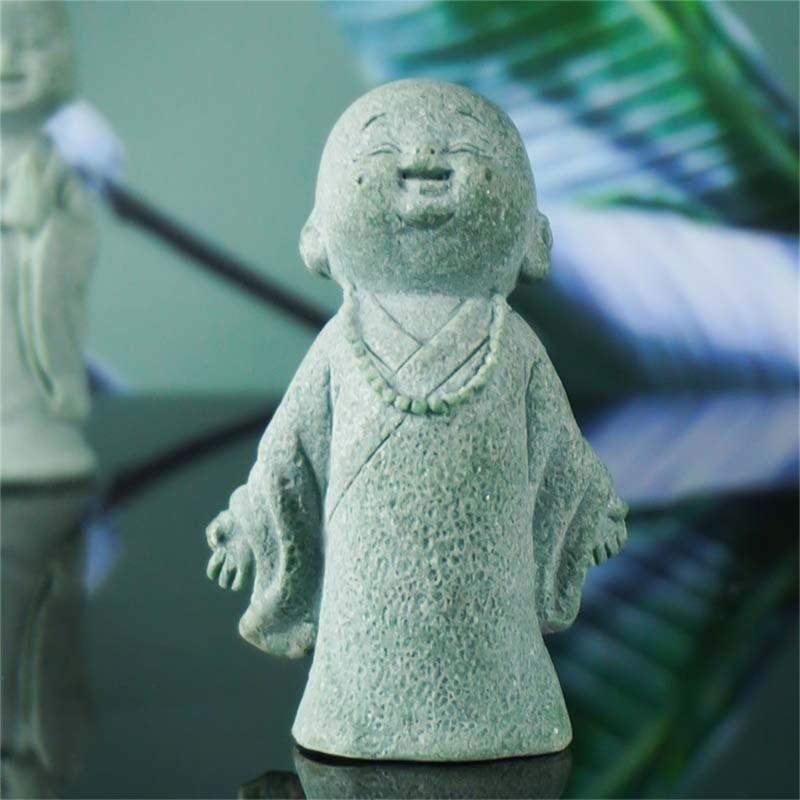 3 Stück Desktop-Ornamente Buddhistischer Miniaturmönch Faux-Sandstein Harze Skulptur Dekoration Aquarien Topfpflanzendekorationen