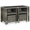 5 Piece Garden Dining Set with Cushions Poly Rattan Grey