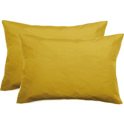 Set of 2 Percale Pillowcases Pure Combed Long-staple Cotton 80 Threads/cm² South Wind - Mustard - Set of 2 Pillowcases 50