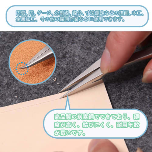 LIKENNY LIKENNY Divider, Leather Craft Awl, Compass, Leather Marking, Line Drawing, Stainless Steel, Screw-On Measuring Tool (Bent Tip)