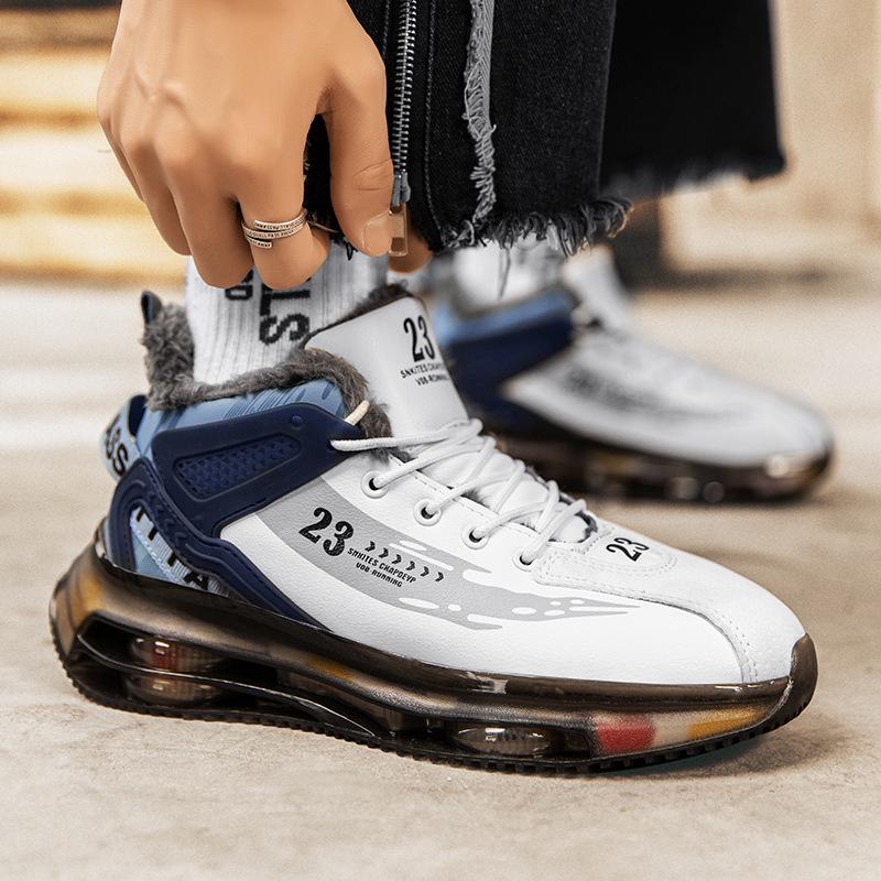 AJ High Top Herren Basketball- und Laufschuhe - Herbst/Winter Leder, Samt gefüttert, Höhenverstärkende Trend-Sneaker