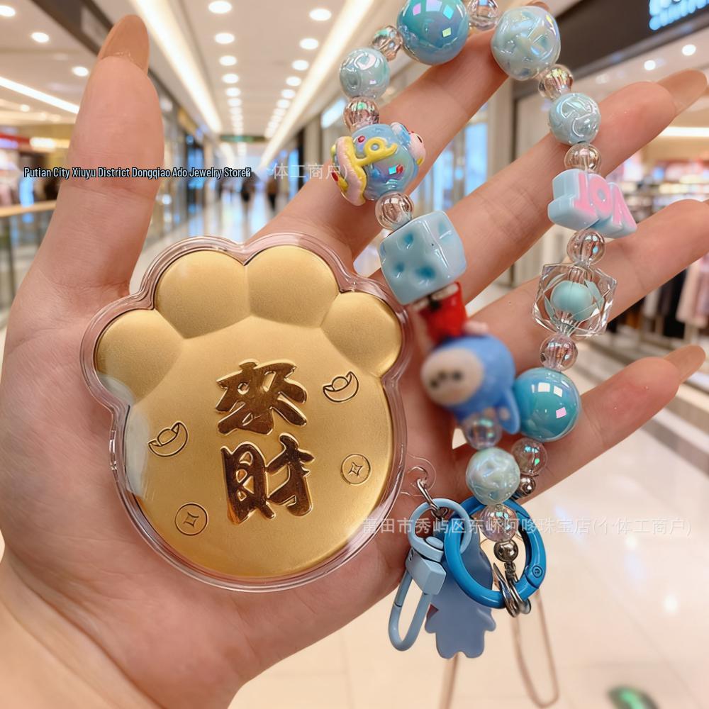 Pingente de Bolsa Gato da Sorte de Ouro Puro 999 20mg e Chaveiro de Urso