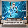 Custom Name Text Tapestry Erling Haaland Personalized Polyester Wall Tapestry For Bedroom And Room