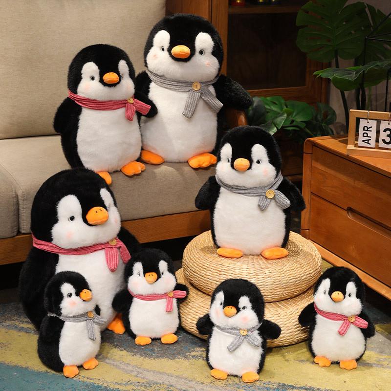 Doll Plush Penguin Pillow Birthday Gift Pink Gray Scarf Decoration Oceanarium