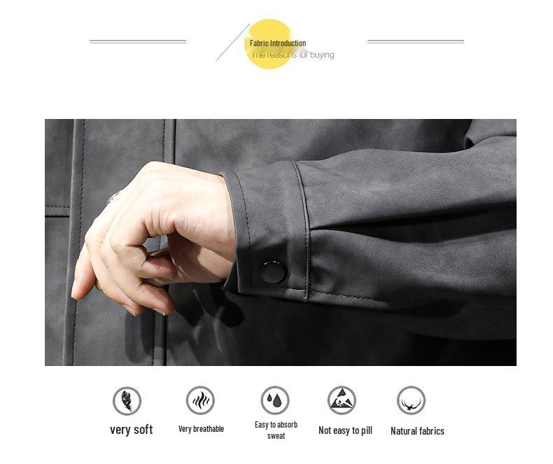 Men's High-End Retro Leather Motorcycle Jacket - American Style, Casual PU Outerwear