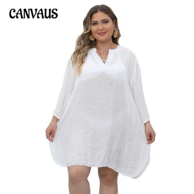 Women's Shirt Blouses Plus Size Beach Bikini Coverups Seaside Vacation Deep V Sexy Dresses