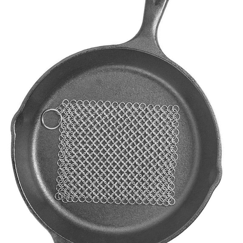 Stainless Steel Cast Iron Cleaner Scrubber Brush Reusable Pot Net Steel Ball For All Types Skillet Griddles Cast Iron Pans Grill