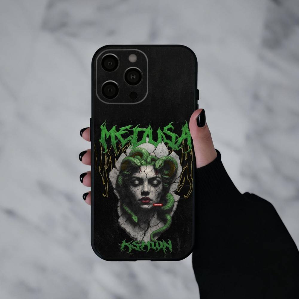 Medusa Griechische Mythologie Schau Mich An Handyhülle Für iPhone 17pro, 16,15,14,13,12,11 X XR Plus,Andere Weiche Schwarze Hülle