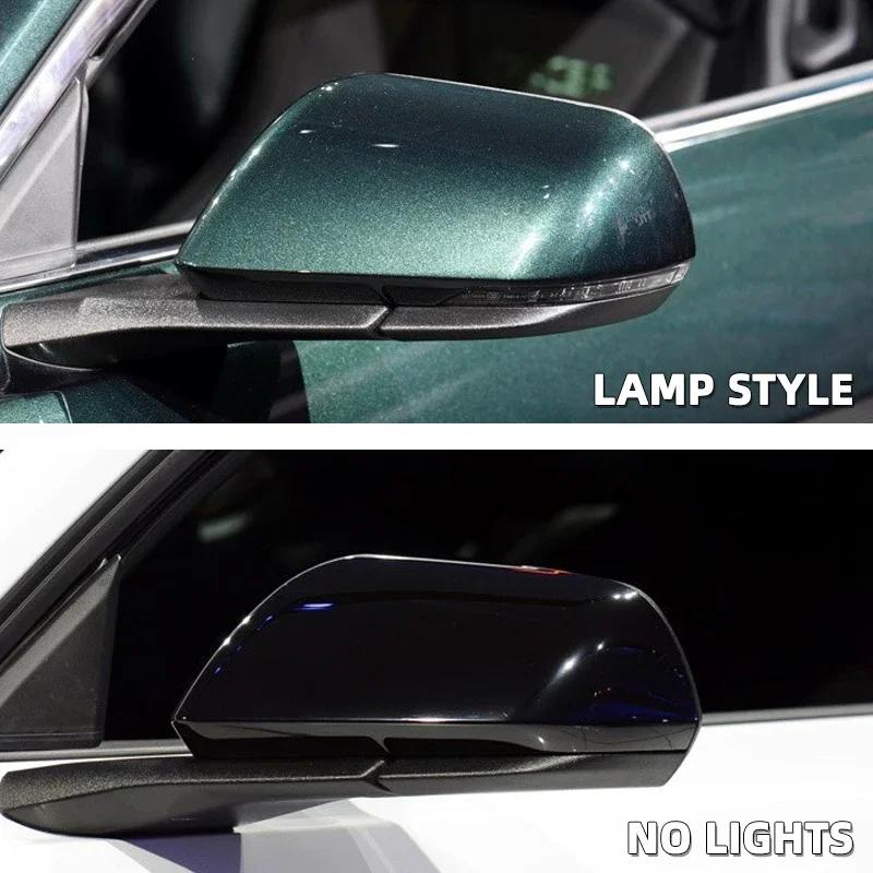 1pair Glossy Black Carbon Fiber Color Horn Style Rearview Side Mirror Cover Caps For Ford Mustang 2015 2016 2017 2018 2019 2020
