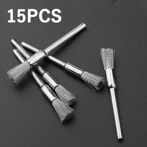 15-Piece Pen-Shaped Stainless Steel Wire Brush Set for Removing Rust and Dirt, Polishing Brushes, Paint Stripping, Grinding, Polishing Wheels, Rotary