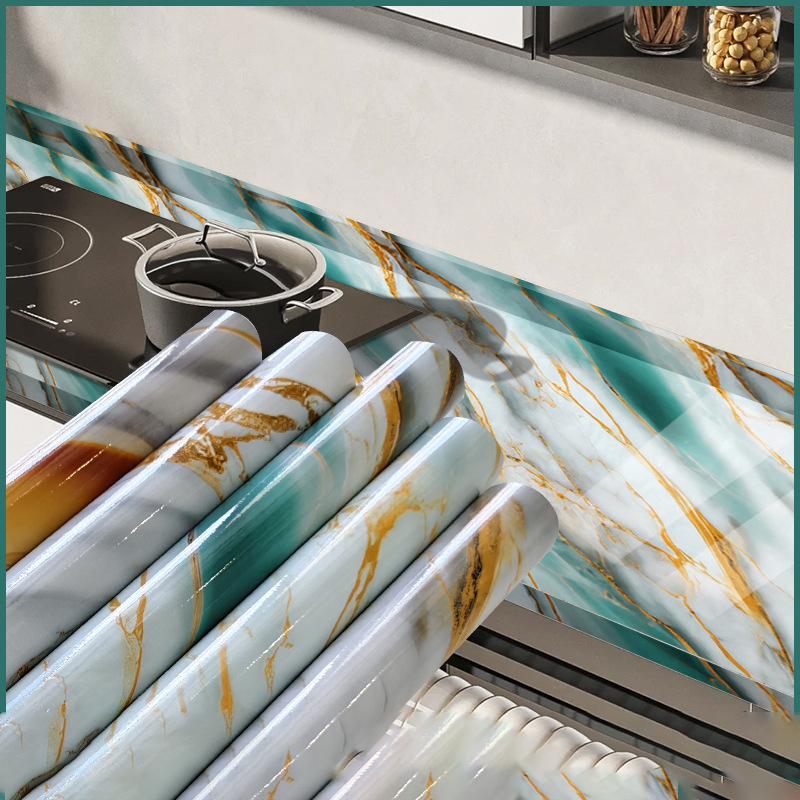 Wohnzimmer, Esstisch, Küche, Marmor-Aufkleber, Wasserdicht und Ölabweisend, Hitzebeständige Tapete, Wandfeuchtigkeitsschutz