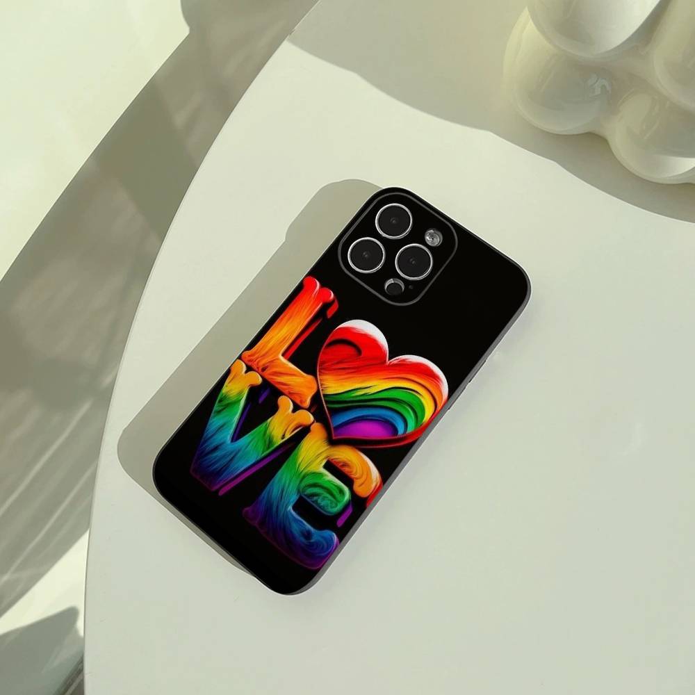 Lesbian LGBT Rainbow Pride Phone Case For iPhone 17,16,15,14,13,12,11 Pro Max,16Plus,XS Soft Black Cover