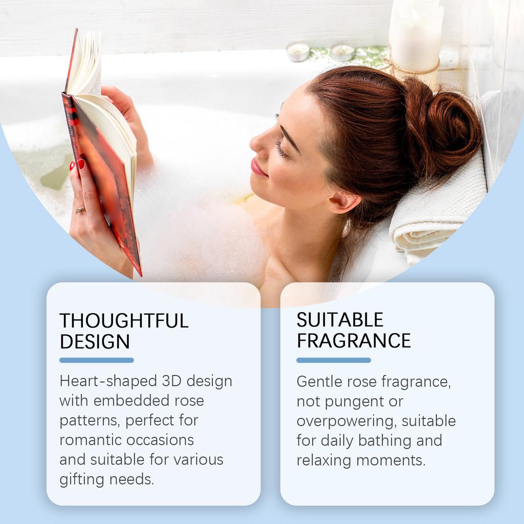 Rose Heart-shaped Bath Bubble Ball, Bath Ball, Serum Bath, Cleansing Pore Skin Spa