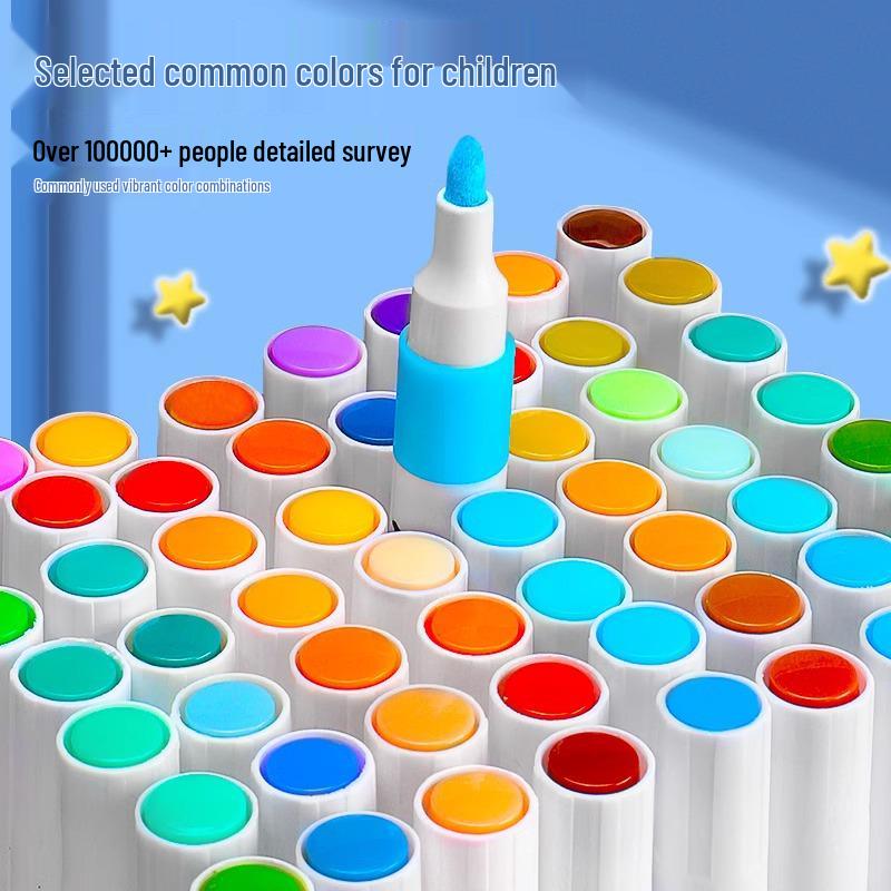 80-Color Acrylic Marker Set for Kids – Watercolor Brush Pens for Art & Graffiti