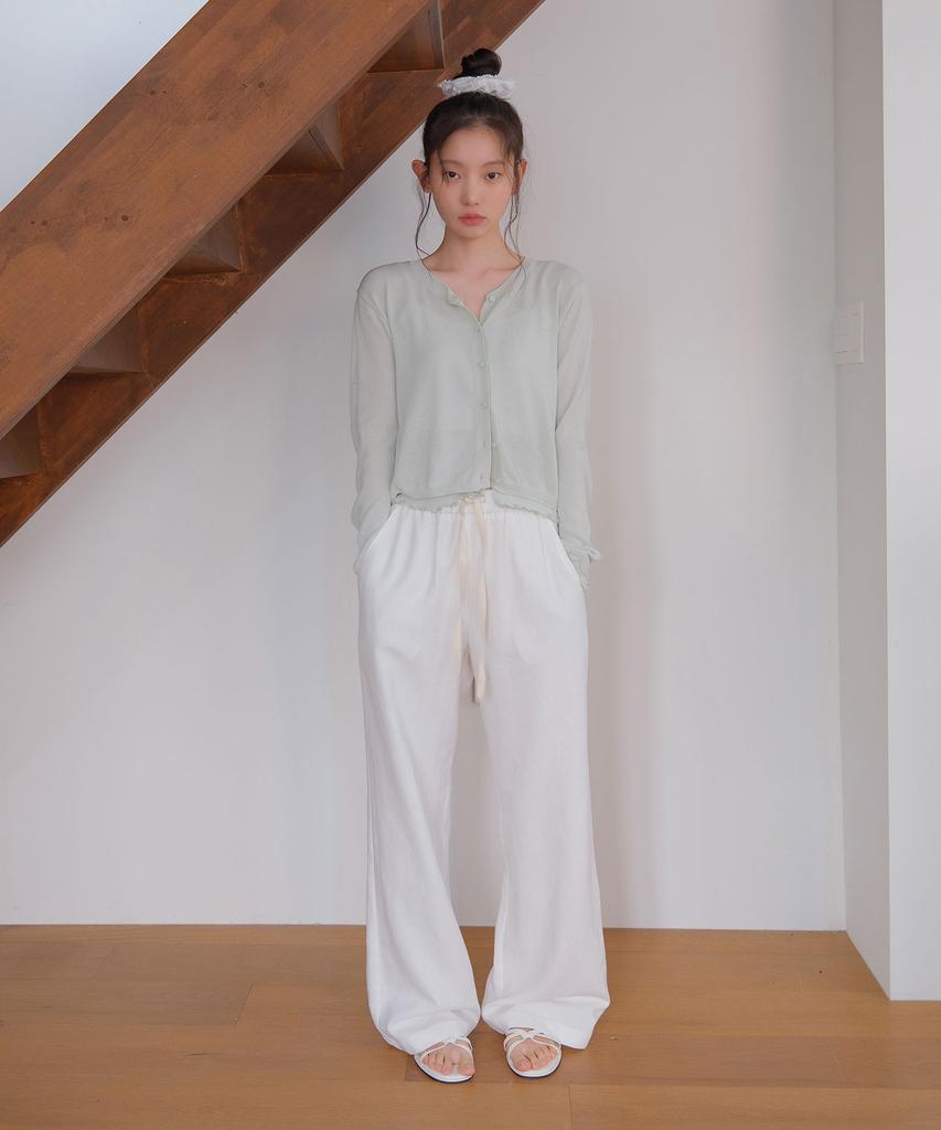 Moui Linen Banding Slacks (O/White)