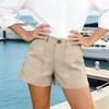 Women's Cotton And Linen Shorts, With Pockets, Soft Button Closure, Zipper, Slim Fit.