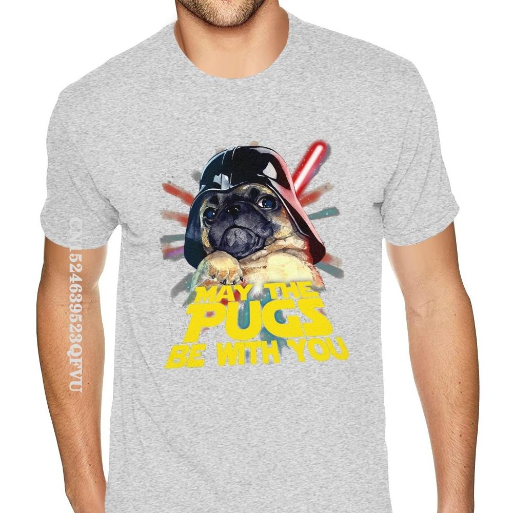 May The Pugs Be With You Tees Shirt Guys Oversized T-Shirt Men's Gothic Anime Tshirt Fashionable Brand Top Vintage Tee Shirt
