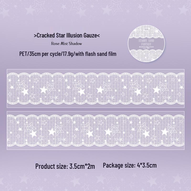 Yuxian Enchanted Dream Glitter Sand Tape: 4 Styles of White Lace-Inspired Collage Material