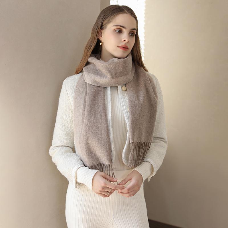Creative and simple two-color double-sided design feeling warm wool scarf autumn and winter women's high-end feeling elegant temperament shawl