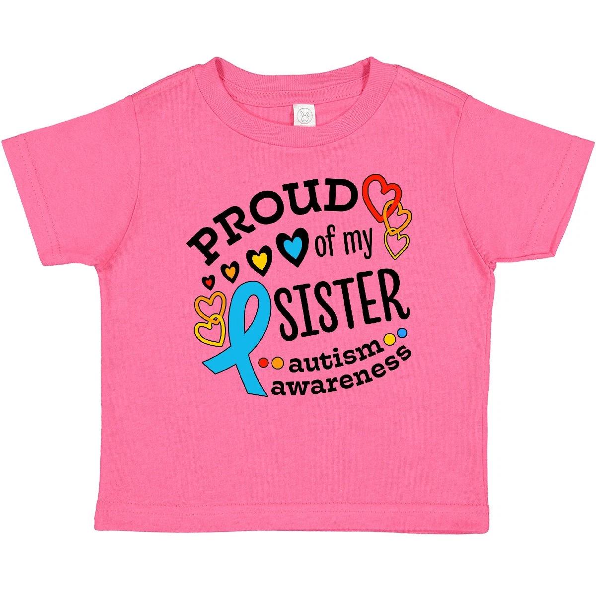 Inktastic Proud Of My Sister- Autism Awareness Baby kids boys T-Shirt Blue Ribbon Hearts 100