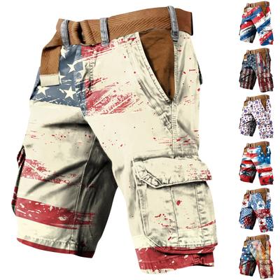 Men's Independence Day Printed Multi Pocket Workwear Shorts