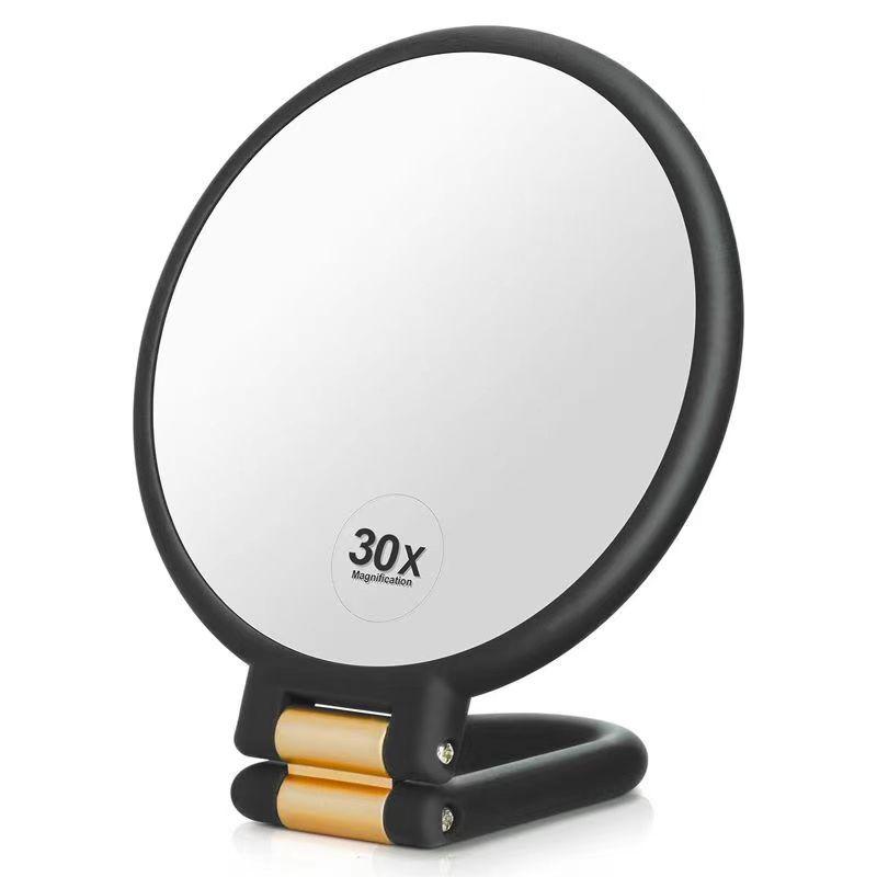 

30x Dual-Sided Magnifying Handheld Travel Mirror | 1x & 30x Magnification | Portable Foldable Makeup Mirror 1x and 15x чорний