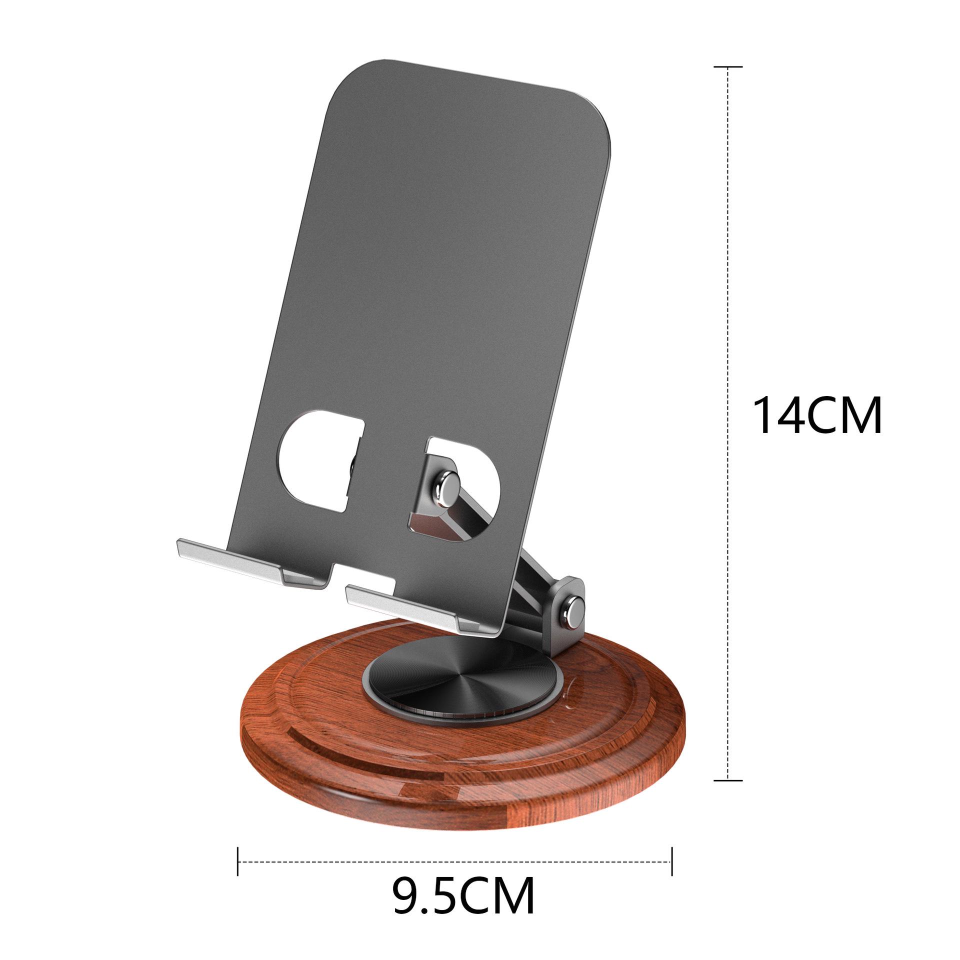 Walnut Finish Adjustable Metal Phone & Tablet Stand with 360° Rotation for Streaming