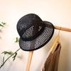 French Elegant Retro Black Hepburn Bell Hat Woven Straw Hat Women'S Summer Shade Resort Beach Fisherman Top Hat
