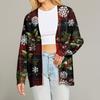 Women's Fashion Long Sleeve Print V-Neck Button Loose Cardigan Top