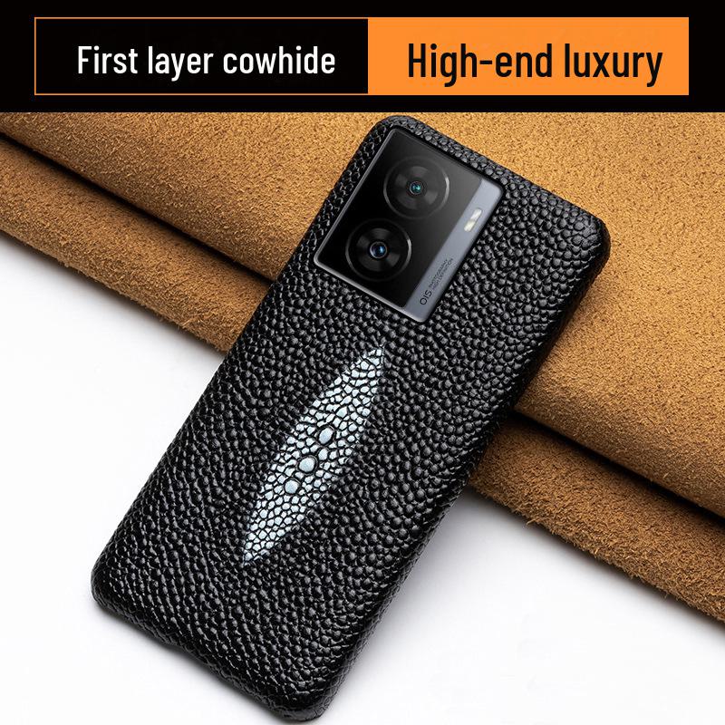 

iQOO Z7 Leather Pearl Fish Pattern Half Package Protective Cover Z6X чёрный
