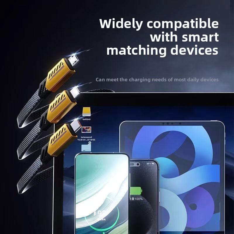 3 In 2 240W Fast Charging Cord For Micro USB Type C Charger Cable 1.2m Multi Usb Port Multiple Usb Charg Cord For huawei