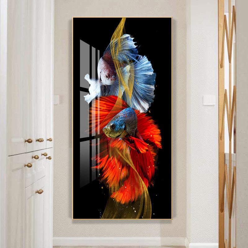 

Китайский стиль настенный художественный принт абстрактный плакат с изображением животных красочный Lucky Koi Fish Холст Картина Роскошный домашний декор для гостиной 20x40cm No Framed