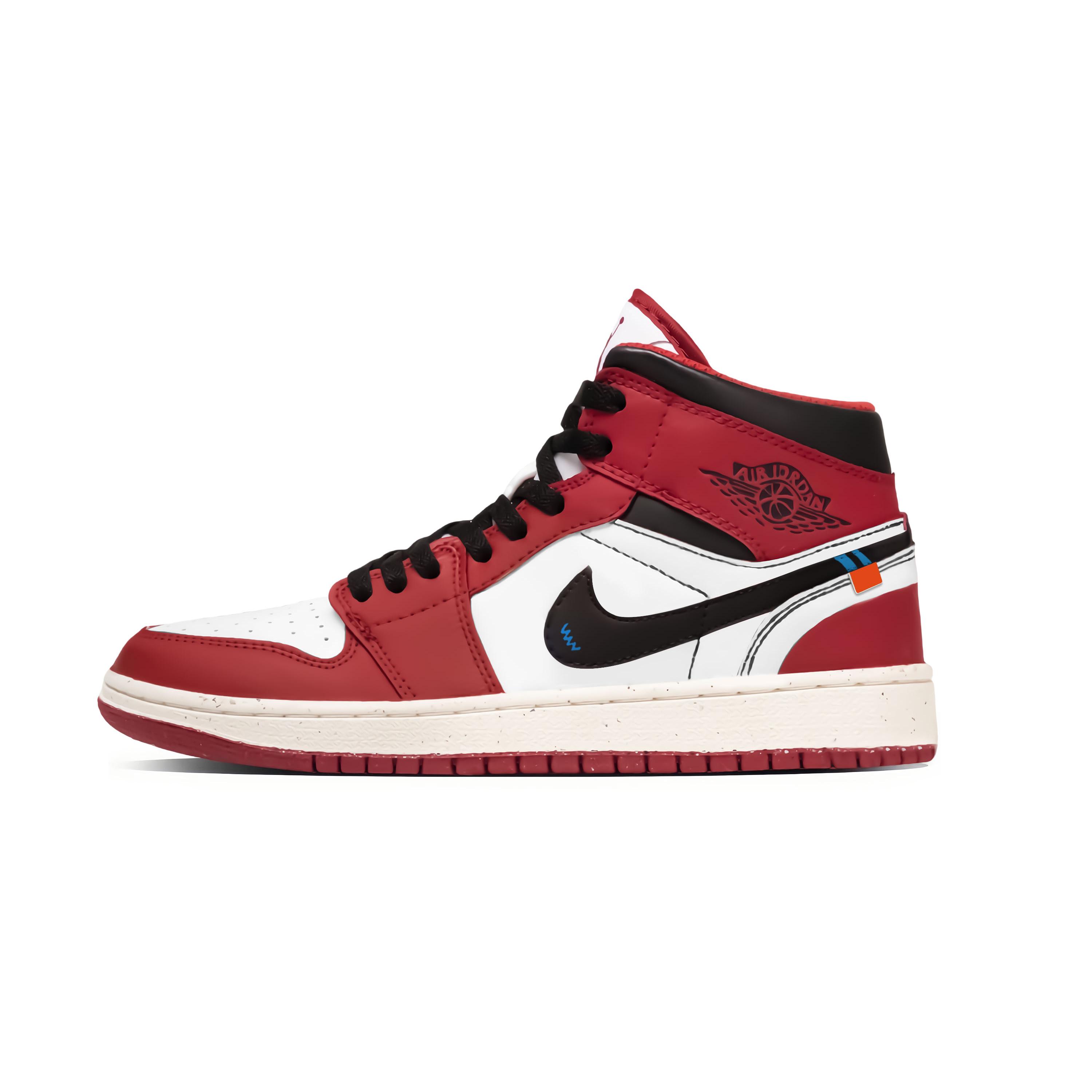 

Jordan Air Jordan 1 Chicago Bulls Mid top Vintage Basketball Shoes Unisex Red FJ3458-160(Team1036- ) 38.5