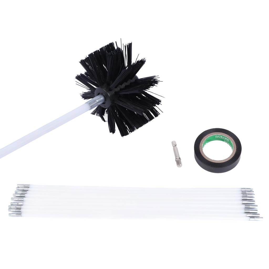 12Pcs Chimney Pipe Inner Wall Cleaning Brushes Flexible Electric Drill Part for Dryer Flue 16in Rod