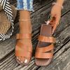 Women's Buckle Flat Slipper Peep Toe Retro Style Beach Sandal