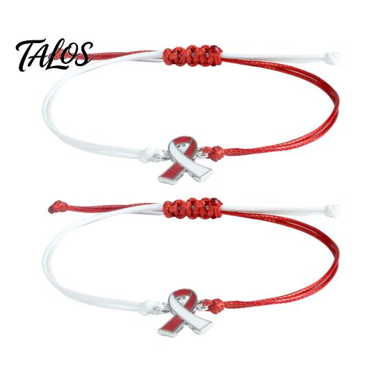 Braided Rope Wristband 2 Pcs Breast Cancer Awareness Bracelets, Adjustable String Comfortable Daily Wear Jewelry Bracelets with Ribbon Charm,