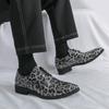 Men Derbys Oxford Leopard Print Personality Nightclub Leather Business Shoes Men's Tuxedo Wedding Dance Shoes Red Green Plus Size