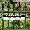 2D Flat - 15.7×3.94inch Aluminum Decorative Sign - "NOTICE: ABSOLUTELY NO DRINKS ON POOL TABLE" - High-Definition UV Print, Wall Decoration for Home