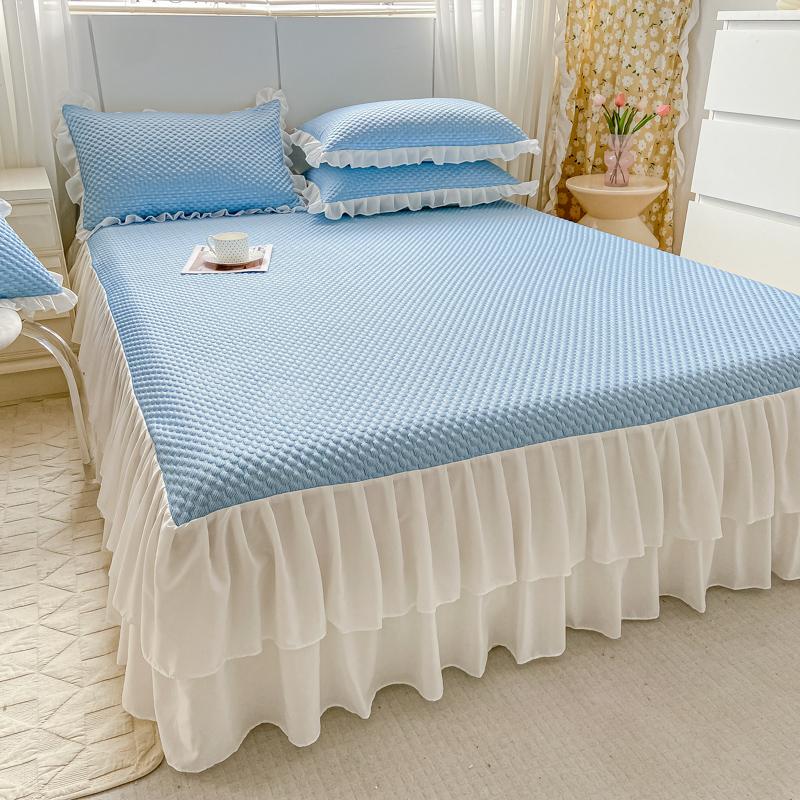 3pcs Set Adjustable Mattress Cover for Double King Queen Bed Cotton Fitted Sheet with Elastic Bands Non Slip Sheet