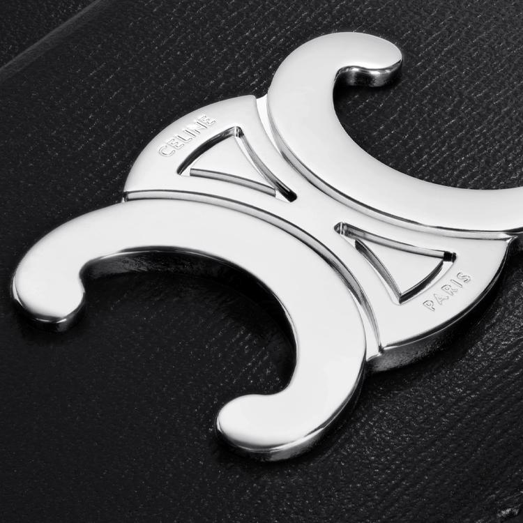 Celine Triomphe Logo Six Card Slot Calfskin Card Holder Women Card Holder Black 10L833DPV-38DI