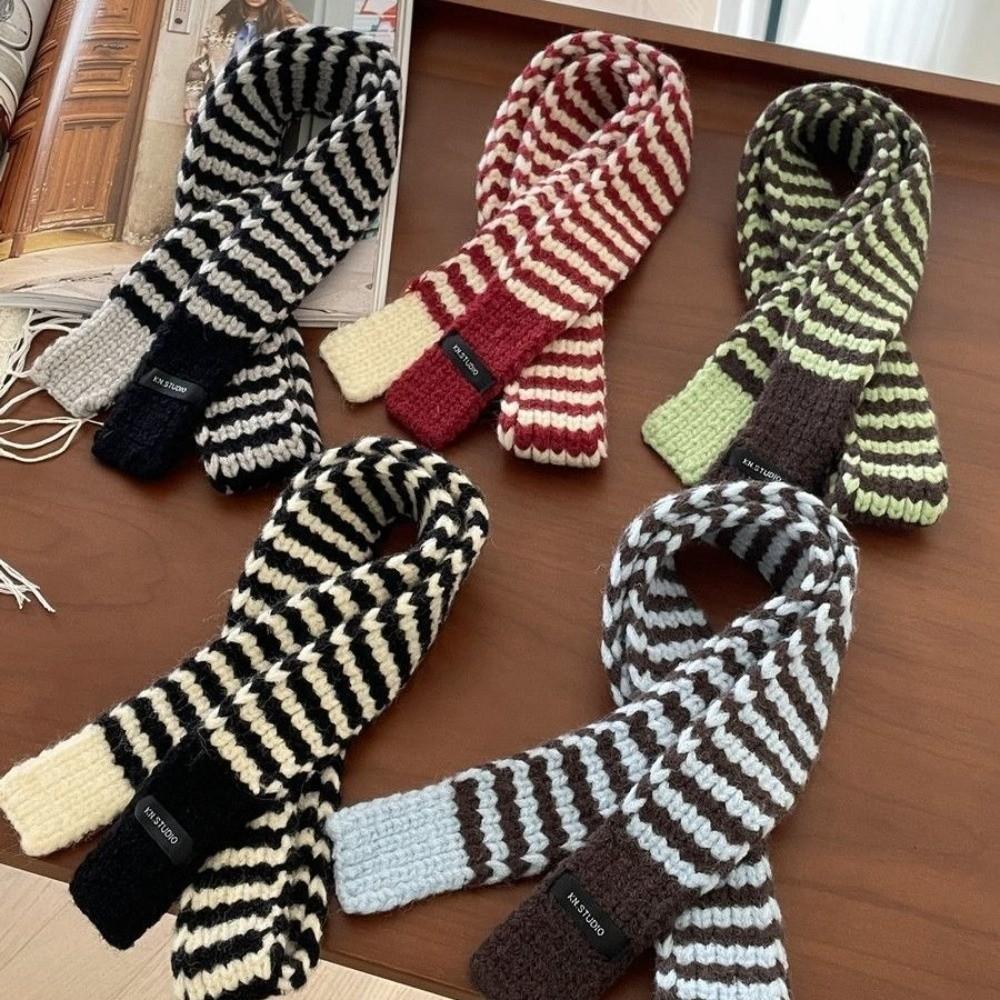 Y2K Style Striped Scarf Korean Style Knitted Neck Guard  Collocation Clothing Accessories