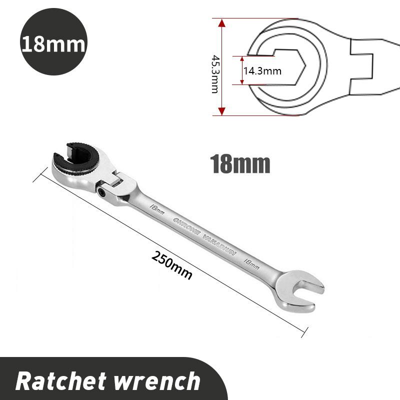 1Pc Ratcheting Wrench Set with Open Flex-head Metric Tubing Combination Wrench Tubing Ratchet Wrench 8-30mm Size Available