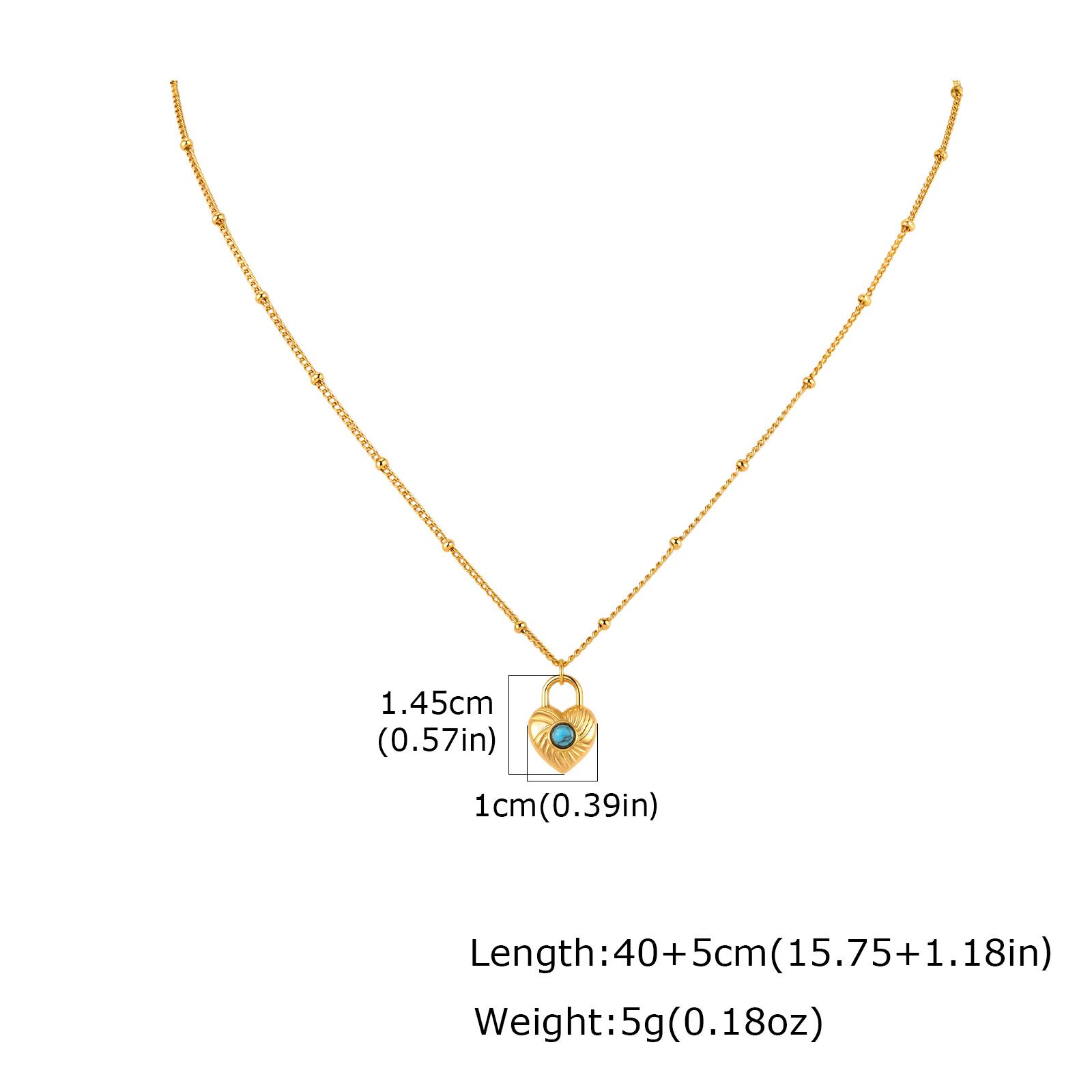 

Vintage Heart Pendant Necklace Women Satellite Beads Chain Turquoise Love Necklace 18K Gold Plated Fashion Accessoreis