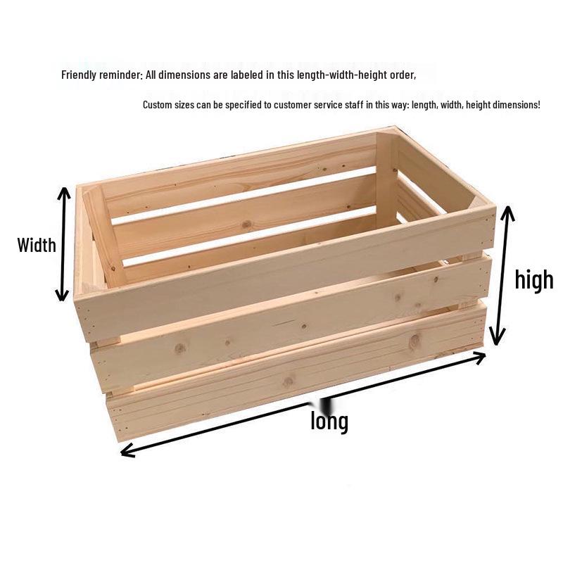 Reinforced Solid Wood Retro Storage Crate for Display and Storage