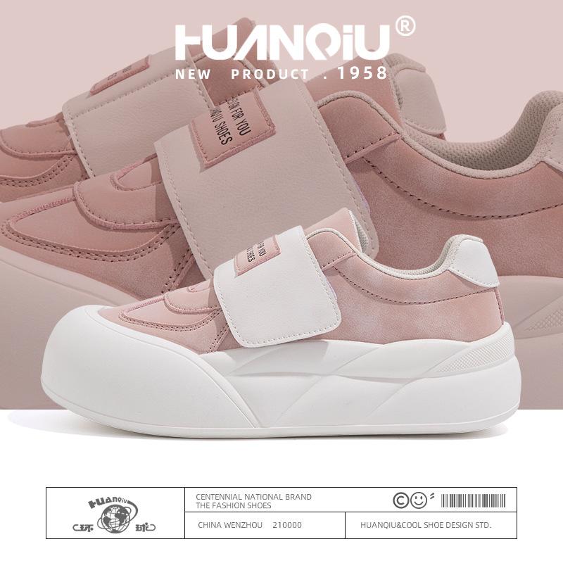 Global velvet warm Velcro board shoes women's ZHQ-HY305-1 winter season new thick-soled versatile white shoes