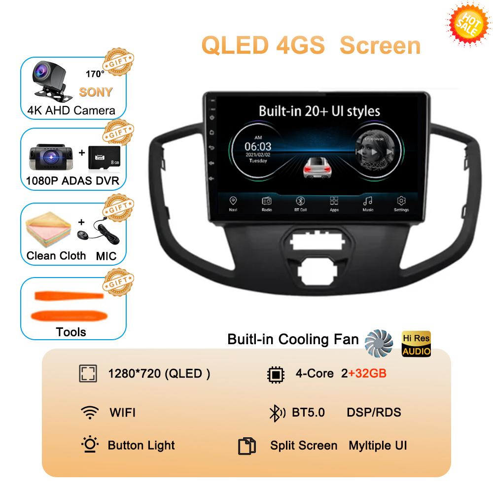 Android 14 Auto Carplay For Ford Transit 2015 - 2018 Car Radio Multimedia Video Player Navigation GPS Stereo 360 Camera WIFI+4G