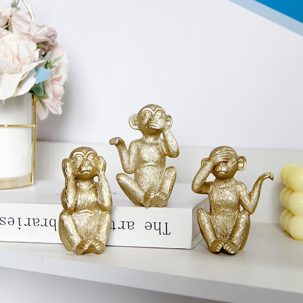 3 шт. статуэтка обезьяны из смолы, украшение в виде обезьяны из смолы, милая фигурка животного, статуэтка обезьяны из смолы, милая фигурка обезьяны