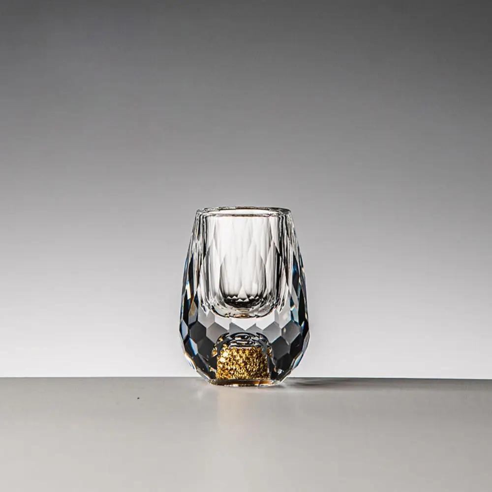 Luksus Krystallglass Vodka Glass Sake Shochu Glass Bar Likør Dobbelbunn Gull Folie Glass Tekopp Eksklusiv gaver Hard brennevin